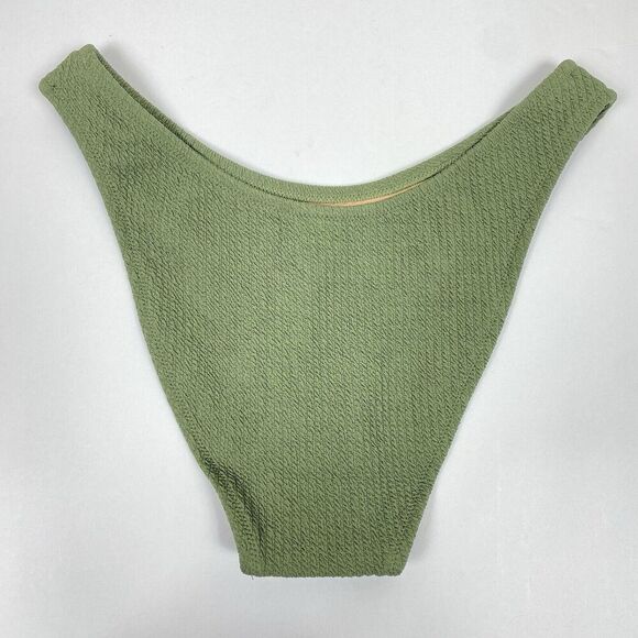 ⭐️ J Crew Textured Curved Waist Cheeky Bikini Swim Bottom Medium Green NWT Beach - Picture 2 of 5